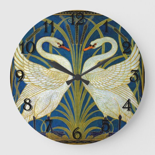 Zwei Art Deco Swans Acrylmauer-Uhr Große Wanduhr (Vorderseite)