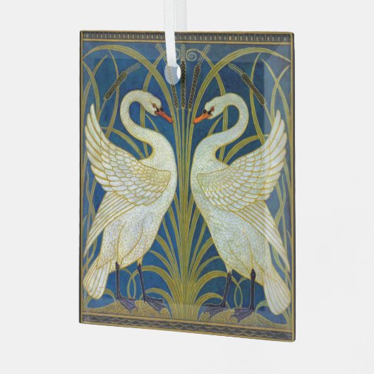 Zwei Art Deco Swans Ornament Aus Glas (Vorderseite links)