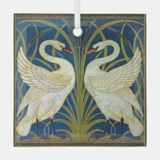 Zwei Art Deco Swans Ornament Aus Glas (Vorderseite)