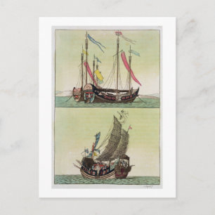 Zwei Arten chinesischer Junk, Illustration von 'Le Postkarte