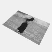 zwei, asiatisch, Mädchen, Strand, Wasser, Wellen, Fußmatte (Schrägansicht)