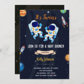 Zwei Astronauten: Einladung zur Babydusche (Vorne/Hinten)