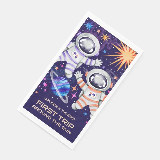 Zwei Astronauten: Erste Reise um den Sonnenraum Serviette (Ecke)
