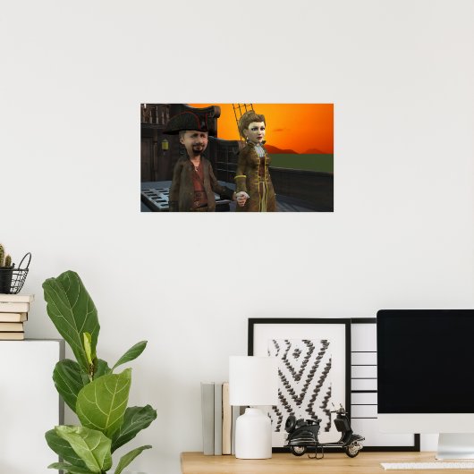 Zwei auf dem Deck - kleines Poster (Heimbüro)