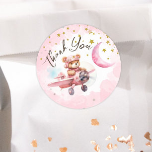 ZWEI auf dem Mond Mädchen Rosa 2. Geburtstag Runder Aufkleber