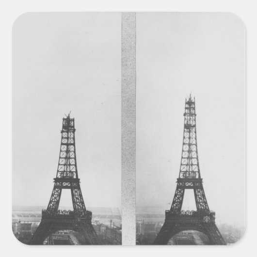 Zwei Ausblicke auf den Eiffelbau Quadratischer Aufkleber (Vorderseite)