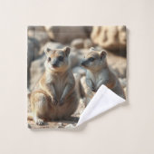 Zwei Aussie Rottnest IsLand Quokkas, Badhandtuch Set (Waschlappen)