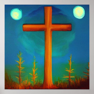 Zwei Auswahlmöglichkeiten kreuzen in einem Garten  Poster