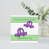 Zwei Autos mit Valentinstag Karte (Stehend Vorderseite)