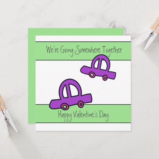 Zwei Autos mit Valentinstag Karte (Vorderseite/Rückseite Beispiel)