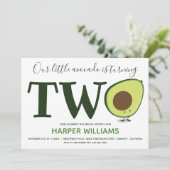 Zwei Avocado Kleinkind 2. Geburtstag Einladung (Stehend Vorderseite)