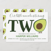 Zwei Avocado Kleinkind 2. Geburtstag Einladung (Vorne/Hinten)