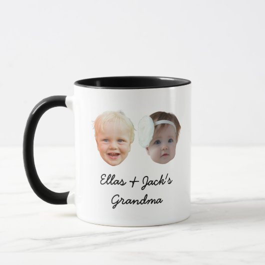 Zwei Baby Gesicht Personalisiert Foto Gesicht Oma Tasse (Links)