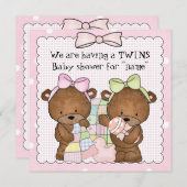 Zwei Baby Girls - Einladung zur Babydusche (Vorne/Hinten)