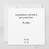 Zwei Baby Gratulationen mit Namen, Mädchen & Junge Karte (Rückseite)