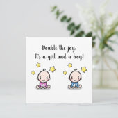 Zwei-Baby-Gratulations-Karte, Neuankömmlinge Karte (Stehend Vorderseite)