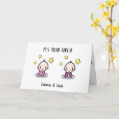 Zwei-Baby-Gratulationskarte mit Namen Karte (Gelbe Blume)