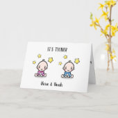 Zwei-Baby-Gratulationskarte mit Namen Karte (Gelbe Blume)