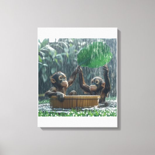 Zwei Baby Orangutans Leinwanddruck (Vorderseite)