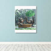 Zwei Baby Orangutans Leinwanddruck (Insitu (Holzboden))