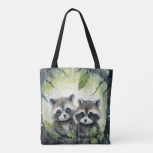 Zwei Baby-Waschbären im Regen Tasche