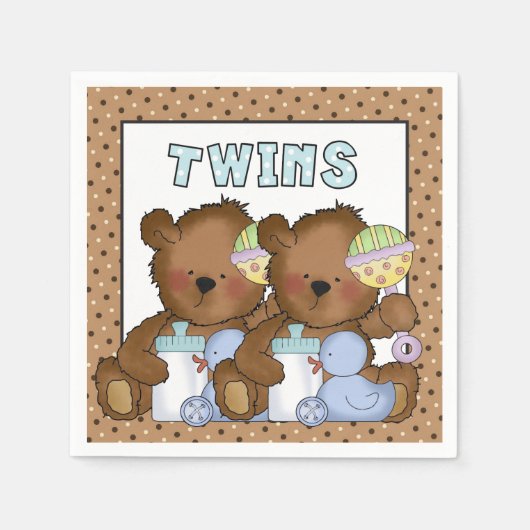 ZWEI Babyduschbären tragen Papierservietten (Vorderseite)