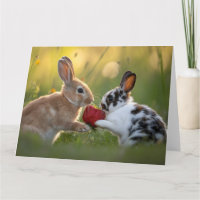 Zwei Babykaninchen teilen sich eine große reife Er