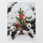 Zwei Babypandas und ihr Weihnachtsbaum Fensteraufkleber (Blatt)