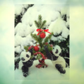 Zwei Babypandas und ihr Weihnachtsbaum Fensteraufkleber (Blatt 3)