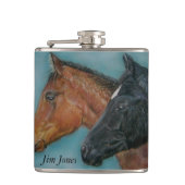 Zwei Babypferde Schwarz-Forelle Flachmann (Vorderseite)