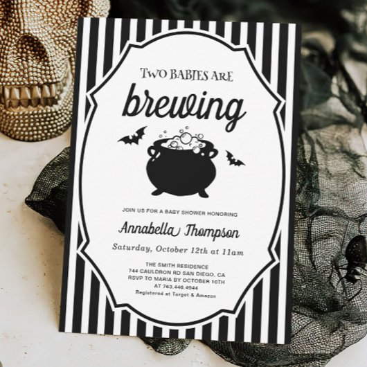 Zwei Babys brauen Zehn Halloween-Kinderdusche Einladung