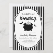 Zwei Babys brauen Zehn Halloween-Kinderdusche Einladung (Vorderseite)