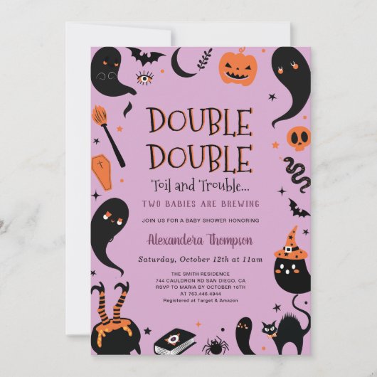 Zwei Babys brauen Zehn Halloween-Kinderdusche Einladung (Vorderseite)