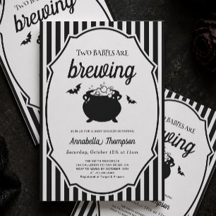 Zwei Babys brauen Zwillinge Halloween-Baby-Party Einladung