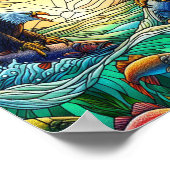 Zwei Baldadler fangen Fisch über Wasser 8x10 Poster (Ecke)