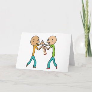 Zwei baldige Männer kämpfen über einem Kamm Karte