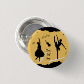Zwei Balletttänzer und Musik in goldener Beige Far Button (Vorne & Hinten)
