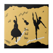 Zwei Balletttänzer und Musik in goldener Beige Far Fliese (Vorderseite)