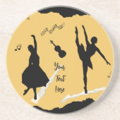 Zwei Balletttänzer und Musik in goldener Beige Far Getränkeuntersetzer (Vorne)