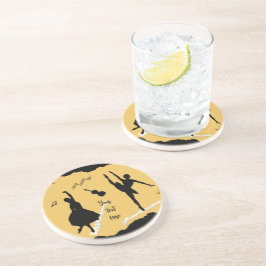 Zwei Balletttänzer und Musik in goldener Beige Far Getränkeuntersetzer