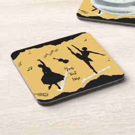 Zwei Balletttänzer und Musik in goldener Beige Far Getränkeuntersetzer
