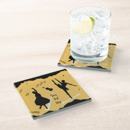 Zwei Balletttänzer und Musik in goldener Beige Far Glasuntersetzer