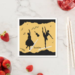 Zwei Balletttänzer und Musik in goldener Beige Far Serviette