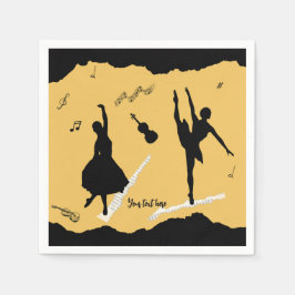 Zwei Balletttänzer und Musik in goldener Beige Far Serviette