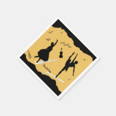 Zwei Balletttänzer und Musik in goldener Beige Far Serviette (Ecke)