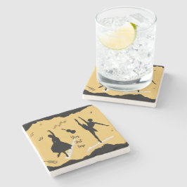 Zwei Balletttänzer und Musik in goldener Beige Far Steinuntersetzer