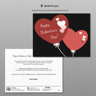Zwei Balloons Happy Valentine's Day Voucher Card Feiertagspostkarte