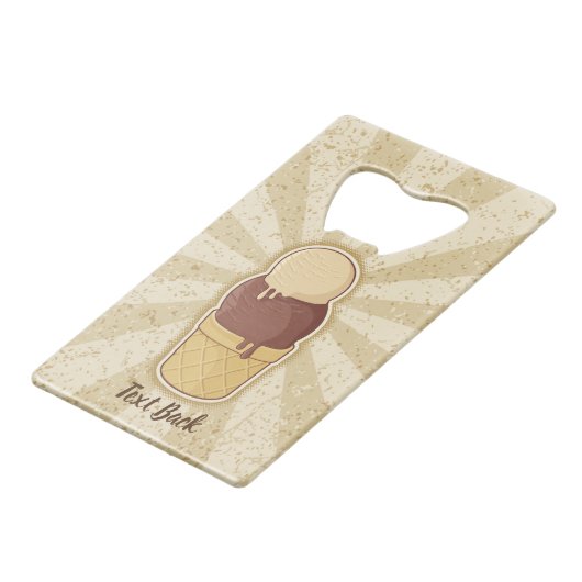 Zwei Balls Eiscreme-Cup Geldbeutel Flaschenöffner (Rückseite Schrägansicht)