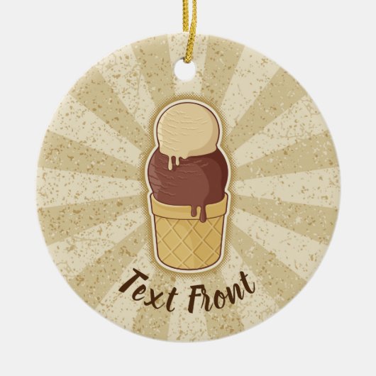 Zwei Balls Eiscreme-Cup Keramik Ornament (Vorne)