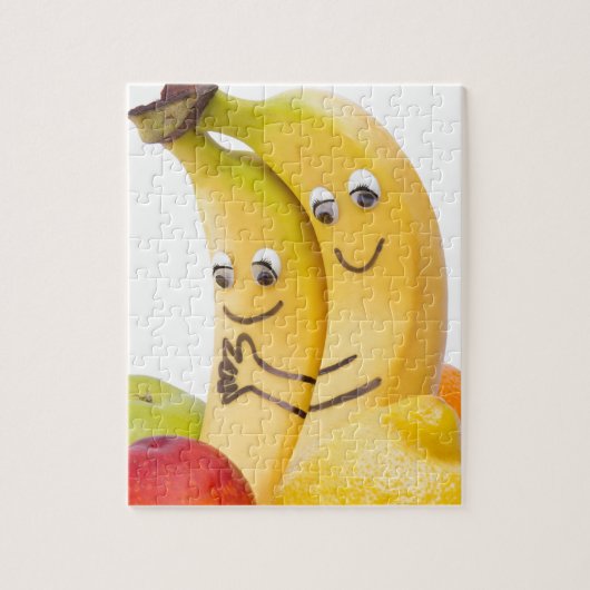 Zwei Bananen mit Augen und Mund Puzzle (Vertikal)